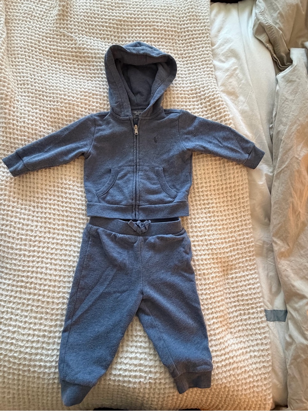 Ralph Lauren 6-9 month Blue Hooded Zip-Up Sweatshirt and Pants Set